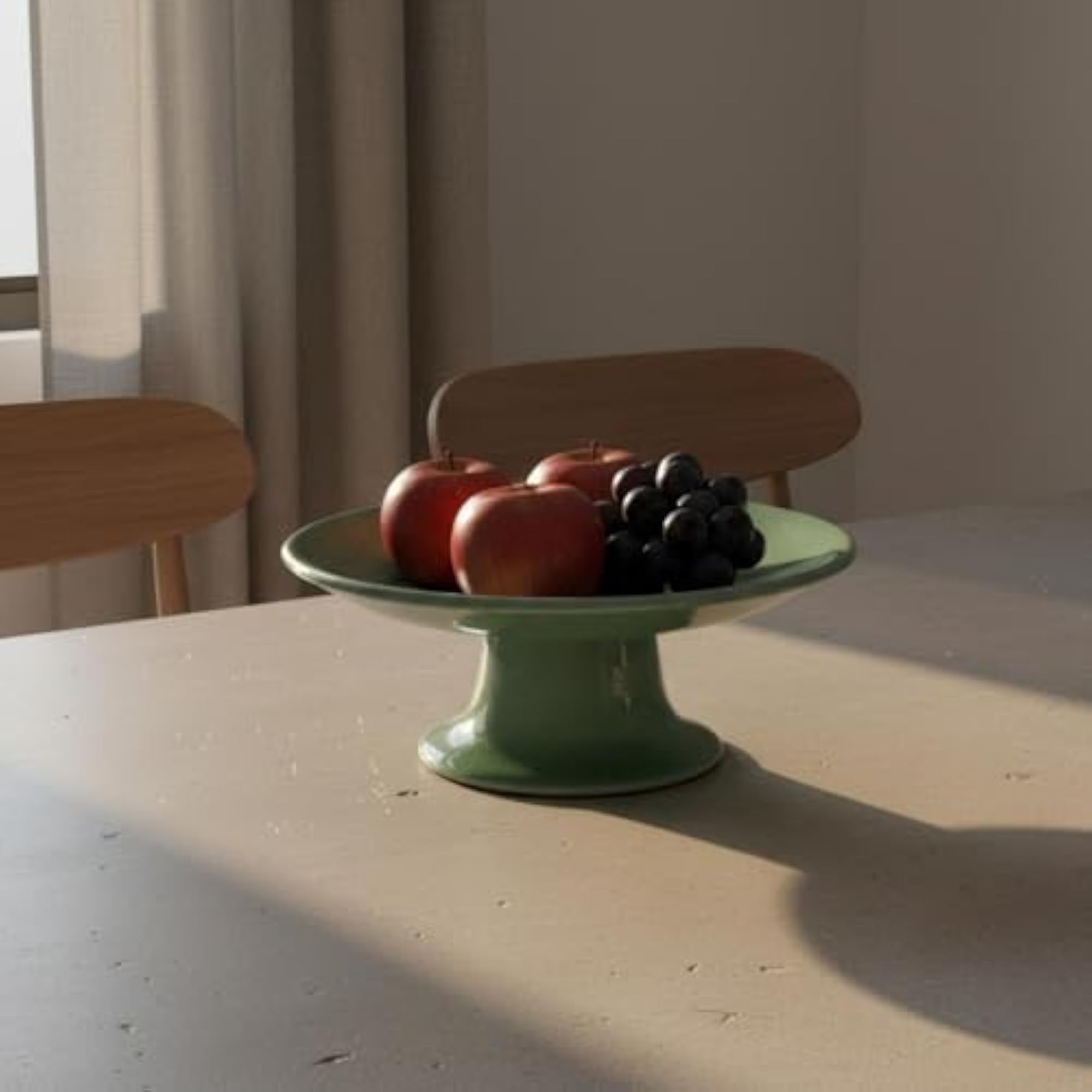 Ceramic Celadon Pedestal Plate for Home Altar Offering