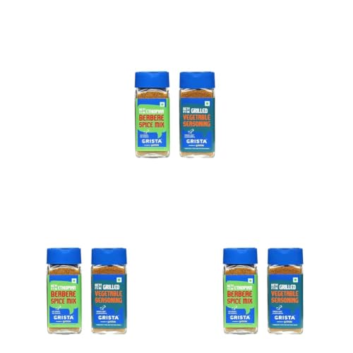 Image of CRISTA Berbere and Vegetable Seasoning Combo Pack | Berbere Spice Mix x 1, 50 gms | Vegetable Seasoning x 1, 50 gms | Pack of 6 | Zero added Colours, Fillers, Additives & Preservatives