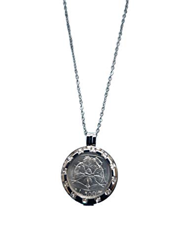 Pièce argent 500 LIRE 1987 pendentif numismatique avec collier de 9 cm argenté