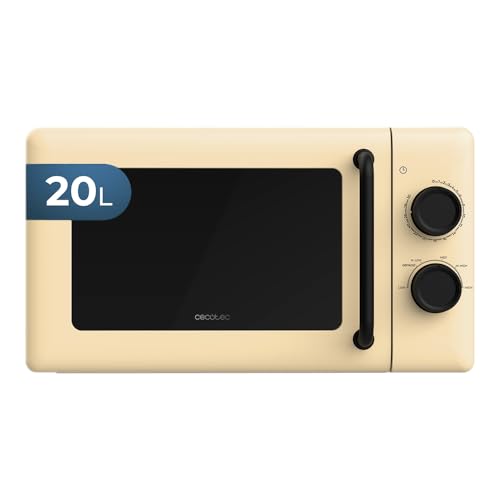 Cecotec Micro-ondes Mécanique de 20L Proclean 3010 Yellow. 700W, 6 Niveaux de Puissance, Mode Décongélation, Signal de Fin de Cuisson, Lampe Intérieure, Minuteur...