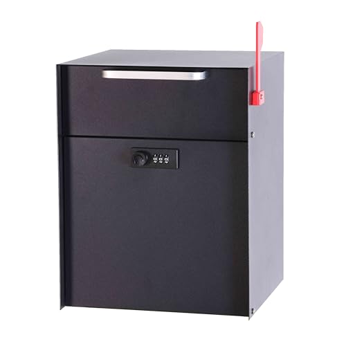 Image of Post Mount Locking Mailbox with Code Lock | Large Capacity, Security Password Metal Lock, Waterproof, Vertical Drop, Outdoor