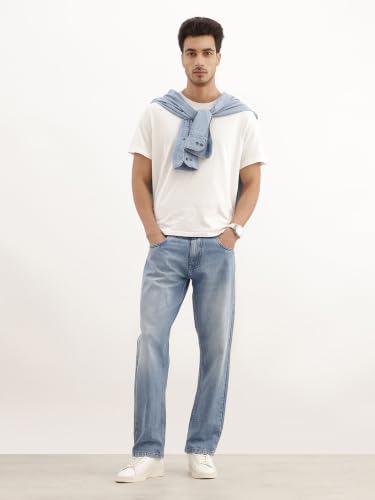 Image of WROGN Men's Mid-Rise Jeans | 100% Cotton | Anti-Fit Relaxed Silhouette