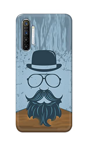 Image of PRINTFIDAA Mustache Beard and Hairstyle Hipster in Glasses Printed Designer Hard Case for Realme XT /Realme X2 Back Cover -(e) RPM1002