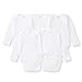 Burt's Bees Baby - Set of 5 Bee Essentials Solid Long Sleeve Bodysuits, 100% Organic Cotton, Cloud (6-9 Months)