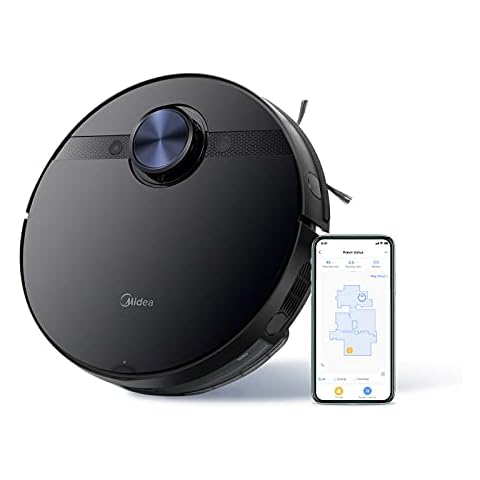Midea Robot Vacuum Cleaner M7 with 4000 Pa Super Power, 150min 3 in 1 Mopping, Virtual Wall Technology, Cleaning Modes by LDS Navigation System, Compatible with Alexa/Google - Black Cover