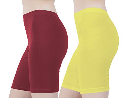 Image of Buy That Trendz Cotton Lycra Tight Fit Stretchable Cycling Shorts Womens | Shorties for Active wear /Exercise /Workout /Yoga /Gym /Cycle /Running Red Grey Combo Pack of 2