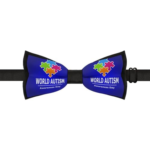 GoasNei Autistic Autism Awareness Day Month 2023 Bow Tie for Men Adjustable Necktie Funny Tie Neck Ties for Weddings Party