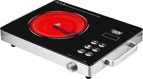 2200W Infrared Cooktop with Pure Copper Heating Coil | Touch Control & Temperature Knob Electric Stove | Digital Display, Timer & Sturdy Stainless Steel Side Handles