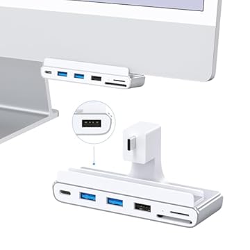 GEWOKLIY Hub USB C para iMac de 24 polegadas, hub USB C 7 em 1, USB 3.0 5Gbps, leitor de cartão SD/TF, estação de ancoragem USB c para iMac 2021 de 24 polegadas