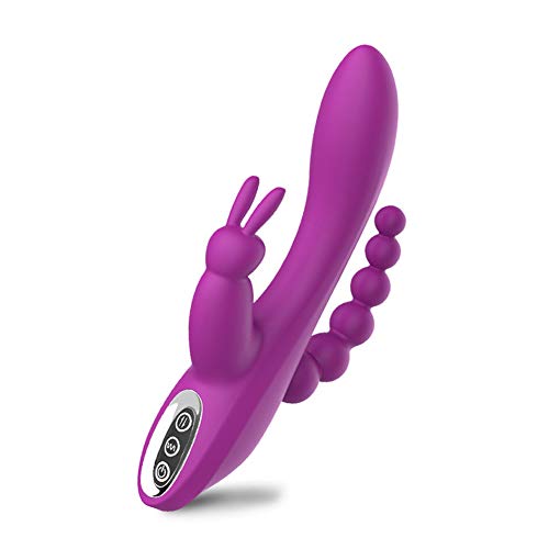 Sxovo 3 in 1 Rabbit Vibrator Wiederaufladbare G-Punkt Klitoris Anal Stimulator mit 7 Vibrationsmodi, Silikon wasserdichtes Sexspielzeug für Frauen und Paare