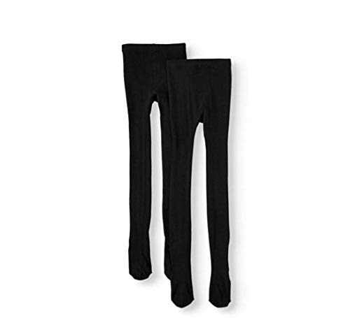 2 Pack Girls Cotton Black Tights (Medium 7/10)
