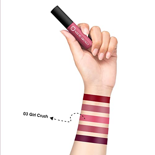 Image of Colors Queen Mellow Matte Lip Cream, Long Wear Liquid Matte Lipstick, Velvety Soft Finish, Weightless Formula, Long Lasting Lipstick for Women (03 - Girl Crush)