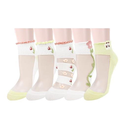 Image of Benefeet Sox Womens Sheer Socks Girls Lace Mesh Ankle Socks Transparent See Through Summer Sock Ultra Thin Nylon Short Sock