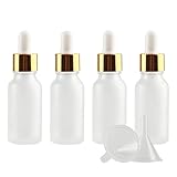 zeoabsy 4 pezzi 20 ml trasparente opaco bottiglie contagocce di vetro, voute bottigliette flaconi in vetro con pipette oro per oli essenziali, contenitori di aromaterapia, viaggio