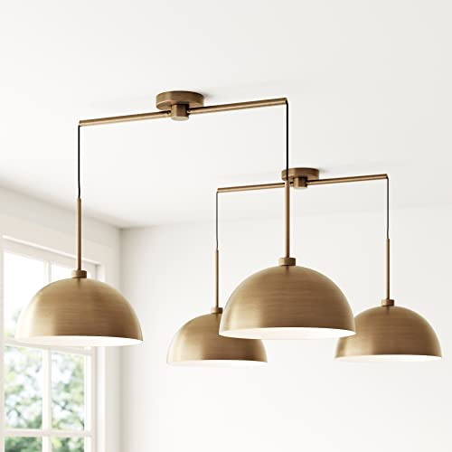 Nathan James Percy Modern 2-Light Pendant Island Light Fixture, Brass