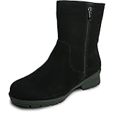 kozi Canada Ice Brake Women Genuine Suede Leather Waterproof Winter Snow Slip Resistant Mid Calf Boot ALASKA-2 Fur Lined Double Zipper Removable Insole Black Size 8