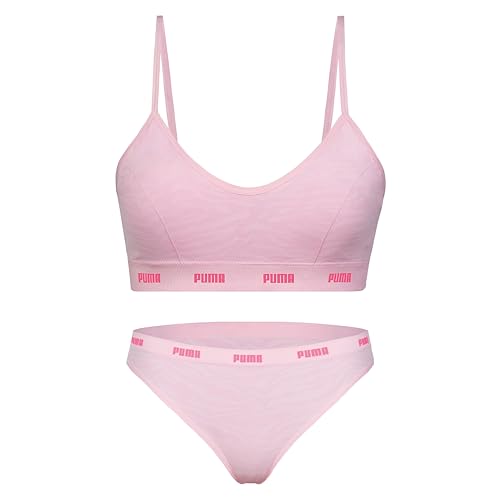 PUMA Conjunto Sem Costura Calcinha e Sutiã Top Feminino Bojo Removível Adulto.