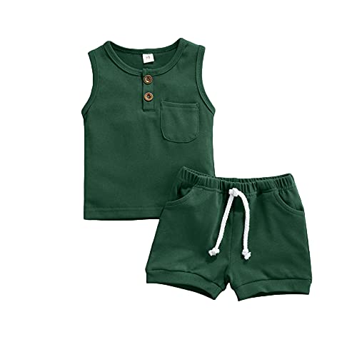 Image of Karwuiio Toddler Baby Boys Outfit Sleeveless Vest Tank Tops Casual Shorts Sets 2PCS Summer Baby Clothes