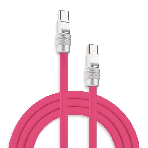 Image of chubbycable Chubby 2.0 Fast Charging Cable Durable Soft Silicone USB C Cable 240W Extra Thick Charger Cord Compatible with iPhone 17-15 Series iPad, Rose Red, Type-C to Type-C, 16.4 FT