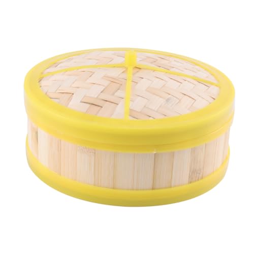 Cabilock 1Juego Vaporera de Bambú Tapa Cesta de Vapor para Dim Sum Verduras y Arroz para Cocción Saludable y