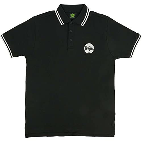 Beatles Men’s Drum Logo (Import) Polo Shirt Medium Black - Les Beatles, Paul McCartney, John Lennon, RIngo Starr, George Harrison Beatles Men's Drum Logo (Import) Polo Shirt Medium Black