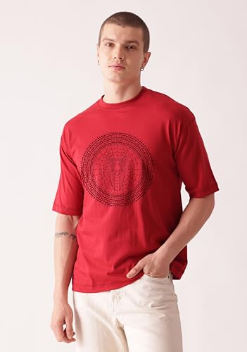 Image of Unisex 100% Cotton Superhero Graphic Printed Drop Shoulder Oversized Fit T-Shirt for Men and Women
