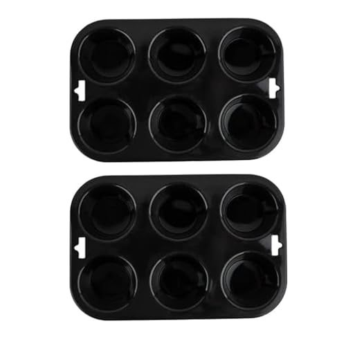 Selecto Bake 6 Cup Silicone Bun & Muffin Moulds – Non-Stick Cupcake & Yorkshire Pudding Tray – Pack of 2 (Black)