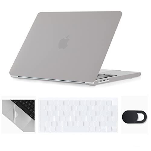Se7enline Compatible with MacBook Air Case 15.3 inch M4 M3 M2 2025 2024 2023 for A2941/A3114/A3241 Laptop Hard Shell Case with Keyboard Protective Cover & Webcam Cover & Trackpad Protector,Stone Gray