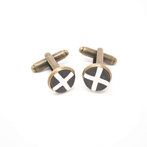 bigigloo.co.uk St Pirans Cornish Flag Silver Or Antique Bronze Coloured Cufflinks With Gift Box Bronze