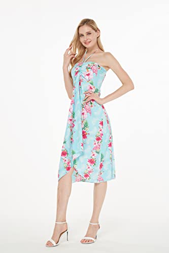 Image of Hawaii Hangover Family Matching Clothes, Pink Hibiscus Vine Turquoise | Family matching Hawaiian outfits, Pink Hibiscus Vine Turquoise, lightweight rayon, machine washable, tropical floral print