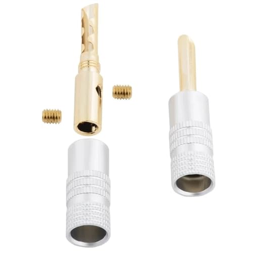 Connecteur Banane en cuivre plaqué Or 24K de 4mm dentelée pour bornier d'enceinte hi-fi
