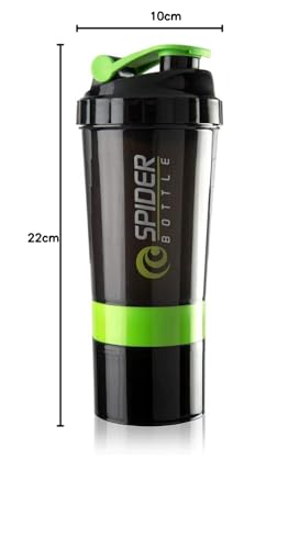 Image of Protein Shaker Bottle / 100% Leakproof Guarantee Sipper Bottle Ideal for Protein Shaker Bottle / 500ml with 2 Storage Compartment Cup for Gym, Yoga, Hiking, Cycling, BPA Free Material.(Green)