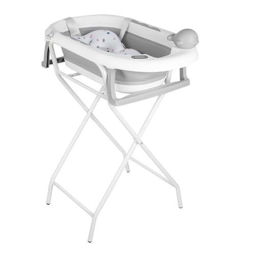 Baignoire Bébé Pliable Sur Pied – Grande Baignoire Xxl Avec Support/Siège Et Kit De Drainage – Bassine Bébé De La Naissance À 3 Ans - Cadeau Bébé–(Style 5)...