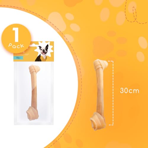 Nobleza 100% Natur Kauknochen Hundeknochen Speziell, aus Gepresster Rinderhaut, Geknotete Kauknochen für Mittelgroße und Große Hunde, 1 Stück 30 cm / 180g, Qualitätskauartikel ohne Chemie