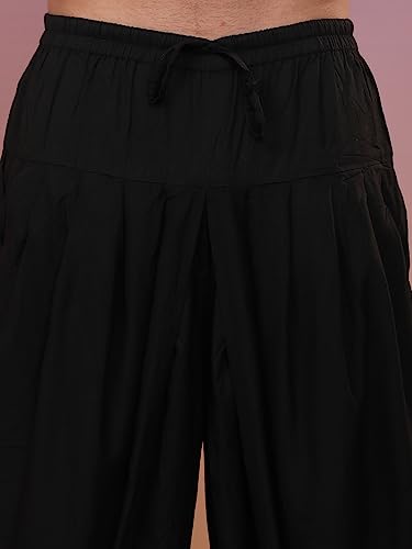 Image of KISAH Indowestern Men's Casual Style Ethnic Wear Silk Blend Woven Design Regular Fit Black Indo-Western Sherwani Set Indo-Western