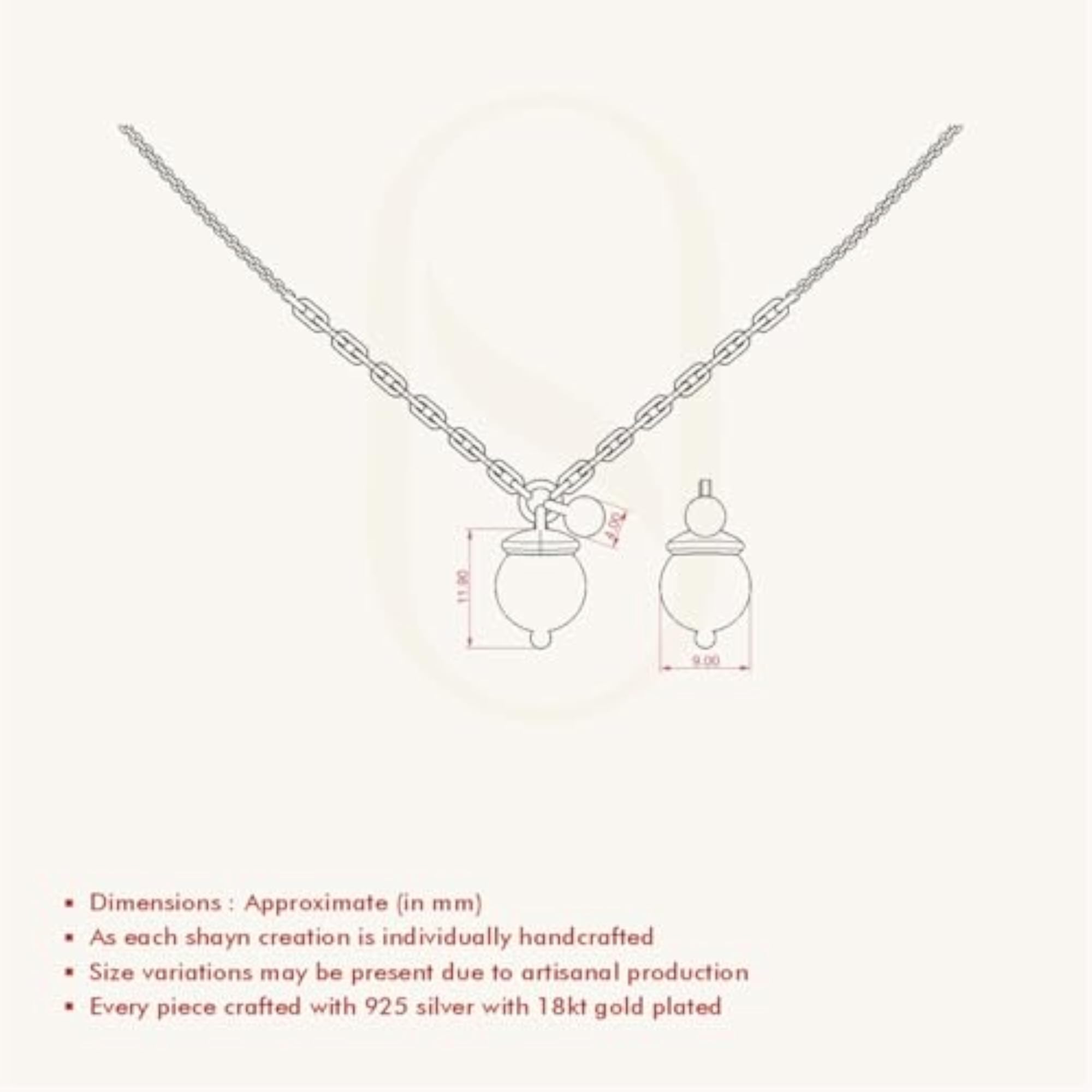 Women's 925 Sterling Silver Chain Drop Necklace, Gold Vermeil