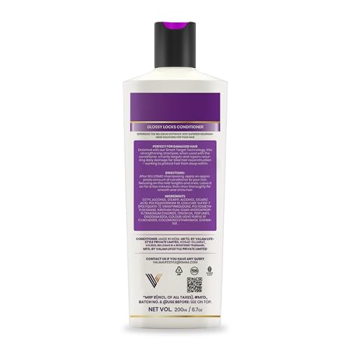 Image of glossy locks Conditioner, with Rice Water, Protects Natural Hair Growth, Volumizing, for Women, Nutrient Infused with Vitamin B5-200ml