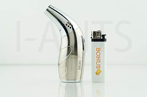 Zico T-38 (ORIGINAL) Ergo Refillable Butane Adjustable Torch Flame Lighter Silver