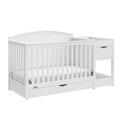 Image of Graco Bellwood 5-in-1 Convertible Crib & Changer with Drawer - GREENGUARD Gold Certified, Full-Size Storage Drawer, Converts to Toddler Bed (White)