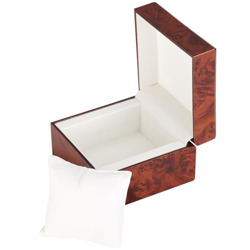 BAOPEND Wooden Single Watch Gift Box with Pillow, Wood Wristwatch Wrist Watch Case Storage Box for Christmas, Birthdays, Anniversary (Wood Color A)