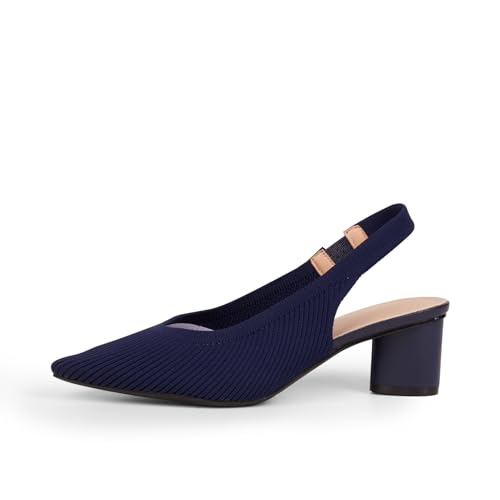 YEOJOU Women's Closed Toe Slingback Heels Kitten Heel Knit Pumps Dress Shoes2