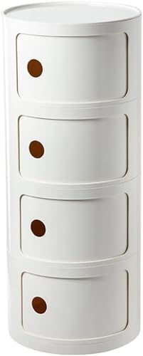 Unidad de almacenamiento redonda de plástico totalmente montada, contenedor de cajón versátil para dormitorio, baño, sala de estar, cocina y soporte de papel higiénico, solución de estante de esquina