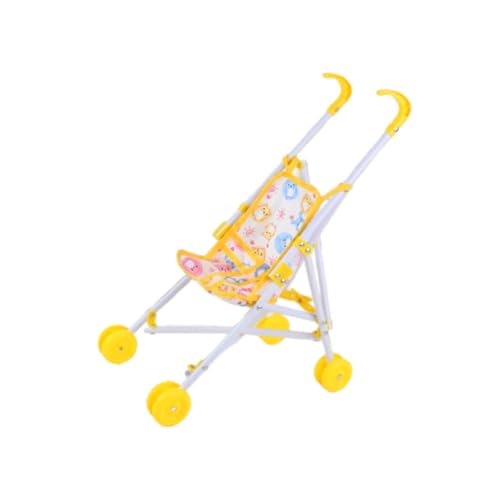 Faltbarer Miniatur-Schiebewagen, Spielzeug, Rollenspiel, Puppenwagen, 10 Zoll, für kleine Mädchen, Gelb – Bild 8