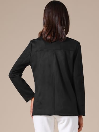 Allegra K Women's Faux Suede Blazer Business Casual Lapel Open Front Long Sleeve Work Office Jacket4