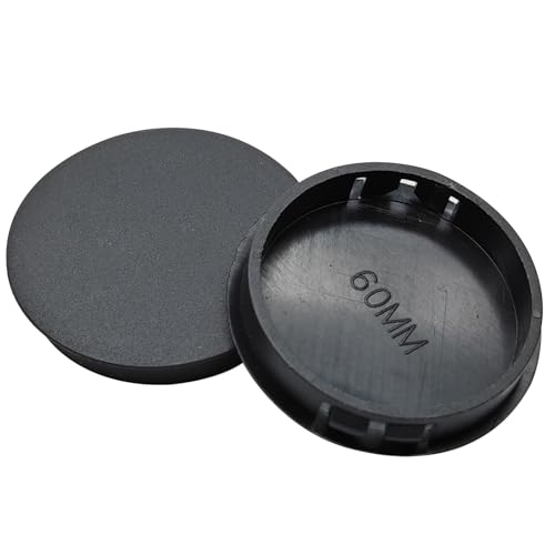 Image of 5 Pieces Plastic Hole Plugs, Black Panel Knockout Locking Plugs, Flush Panel Keyhole Plugs, Screw Covers for Furniture Cabinets Recessed End Caps(60mm)