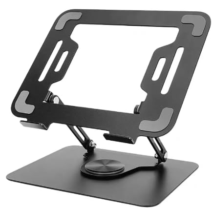 See full amazon price history chart for URBAN KINGS Metal Laptop Stand with 360° Rotating Base, Ergonomic Computer Riser for Desk, Adjutable Height Muti-Angle, Foldable Laptop Mount,10-15.6" (Black 360) URBAN KINGS Metal Laptop Stand with 360° Rotating Base, Ergonomic Computer Riser for Desk, Adjutable Height Muti-Angle, Foldable Laptop Mount,10-15.6" (Black 360) (B0CLH1JNLQ) Amazon Price History, Amazon Price Tracker