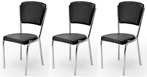 Image of GOYALSON Office Chair Visitor Chair Without arm Rest with Steel Frame and Cushioned seat Back, Chair Without Wheels Holds up to 110 kg Heavy Design (3, Black, Heavy 2)
