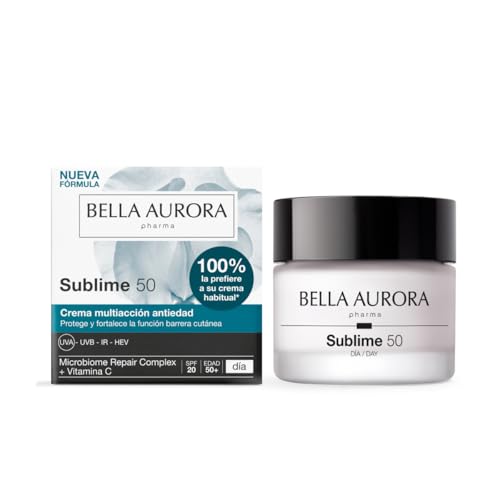 Bella Aurora Sublime 50 Día Nueva Fórmula | Crema multiacción antiedad con Microbiome Repair Complex, vitamina C y SPF 20 | Fortalece la barrera cutánea y unifica el tono | Piel madura | 50 ml