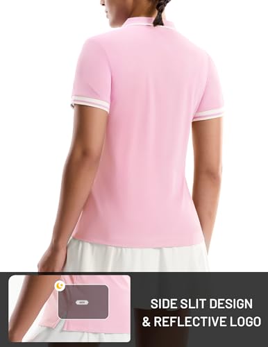 Image of MIER Golf Polo Shirts for Women - 1 /4 Zip Short Sleeve Tennis Tops, Dry Fit