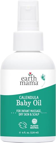 Image of Earth Mama Calendula Baby Oil - Body and Massage Oil for Newborns and Infants - 4 fl oz - Fragrance-Free - Dry Skin & Scalp Moisturizer